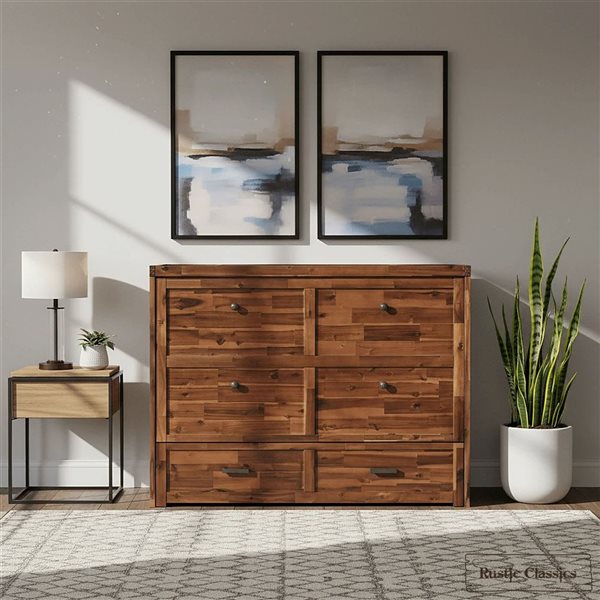 Rustic Classics Stow Full Size Murphy Bed Cabinet w/ Gel Memory Foam Mattress - Cherry