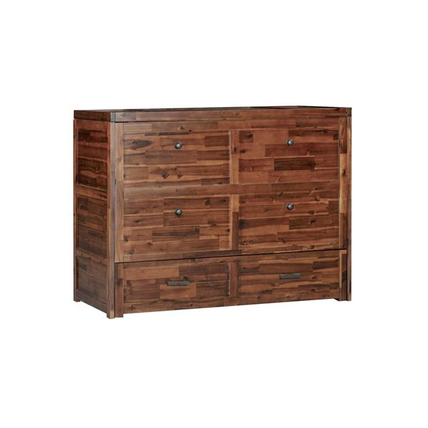 Rustic Classics Stow Full Size Murphy Bed Cabinet w/ Gel Memory Foam Mattress - Cherry