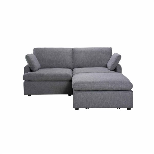 Urban Cali Long Beach 81-in W Grey Polyester Blend Fabric Small Modular Sectional Sofa w/ Ottoman
