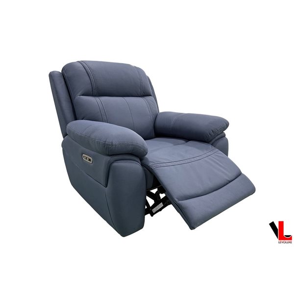 Levoluxe Regent 40.5-in Jaxxon Blue Polyester Blend Fabric Modern Power Reclining Rocking Chair w/ Power Headrest