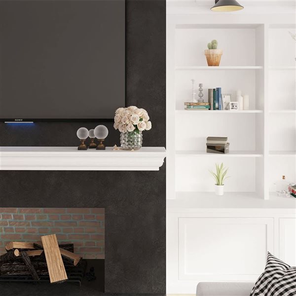 Dogberry Collections Sleek Traditional Fireplace Mantel 72-in - White