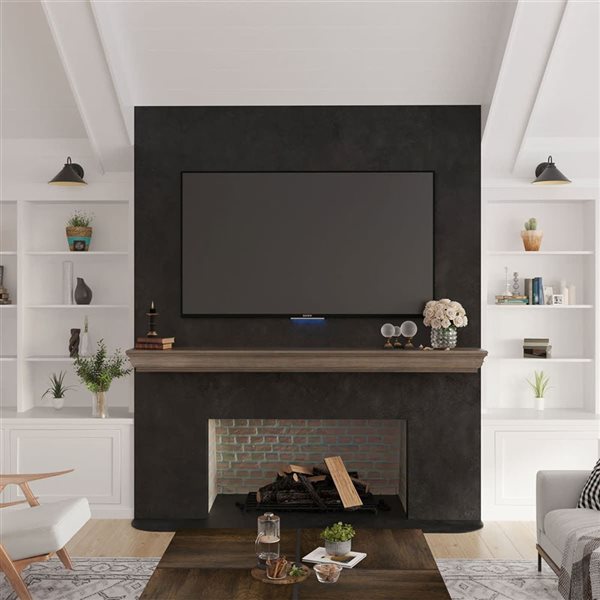 Dogberry Collections 48 W x 8 D x 5-in H Ash Grey Wood Traditional Shaker-Style Mantel Shelf