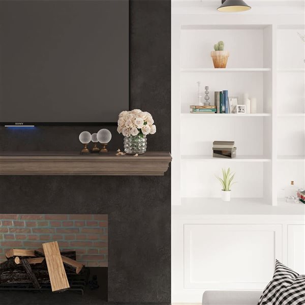 Dogberry Collections 48 W x 8 D x 5-in H Ash Grey Wood Traditional Shaker-Style Mantel Shelf