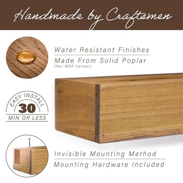 Dogberry Collections 60 W x 6.25 D x 5.5-in H Dark Chocolat Wood Rustic Mantel Shelf