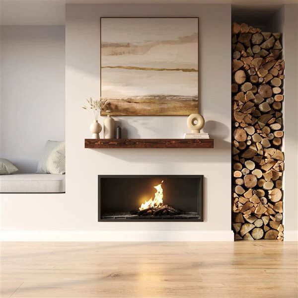 Dogberry Collections 48 W x 7.25 D x 5.5-in H Dark Chocolat Wood Barn Beam Mantel