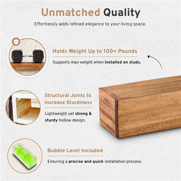 Dogberry Collections 72 W x 6.25 D x 5.5-in H Dark Chocolat Rough Hewn Wood Traditional Mantel Shelf