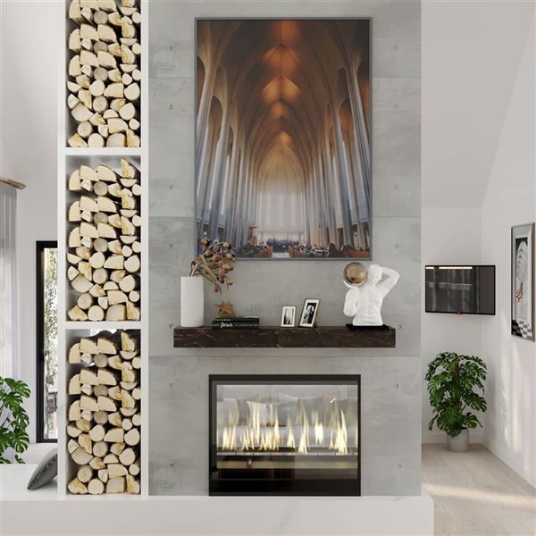 Dogberry Collections 72 W x 6.25 D x 5.5-in H Dark Chocolat Rough Hewn Wood Traditional Mantel Shelf