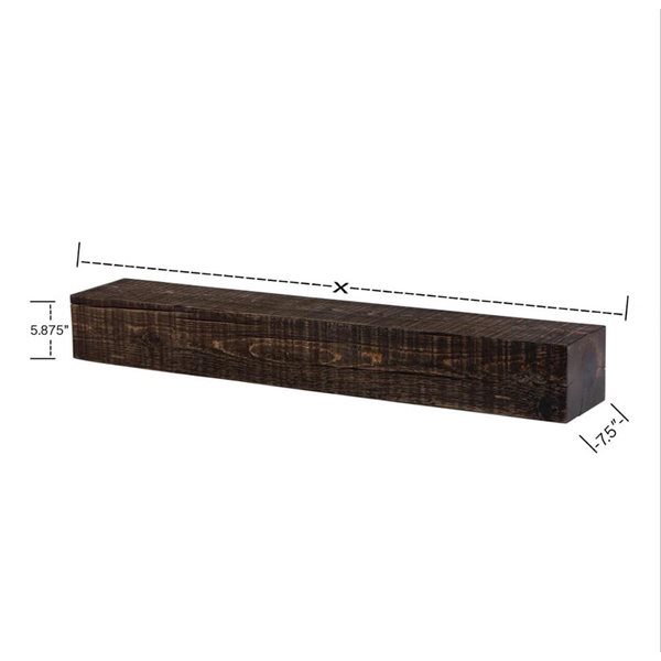 Dogberry Collections 72 W x 7.25 D x 5.5-in H Dark Chocolat Wood Barn Beam Mantel