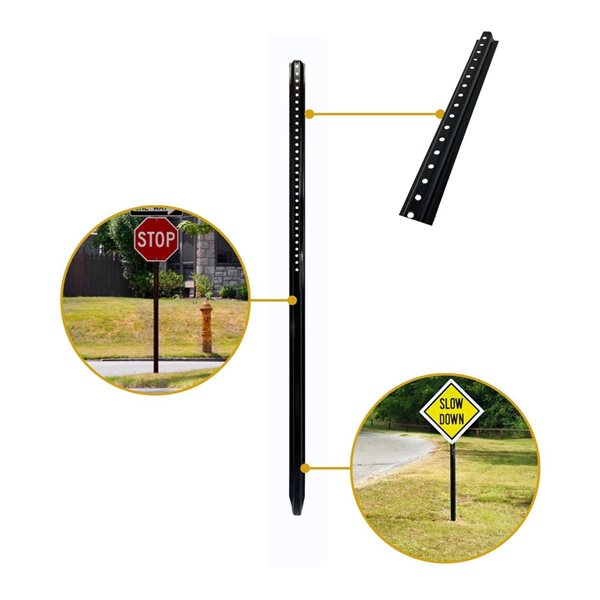Nuvo Iron 4-Pack 6-ft Utility Grade Powder-Coated Black U Channel Sign Posts