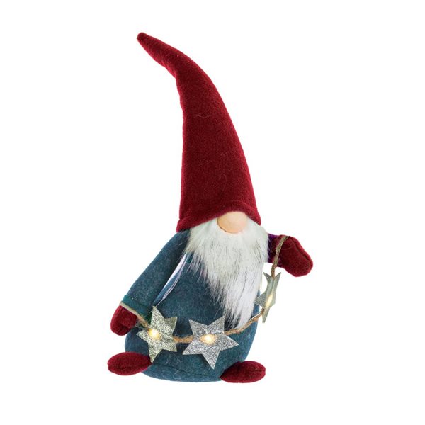 Starlight Collection Freestanding Red Fabric Waving LED Gnome - Single Piece