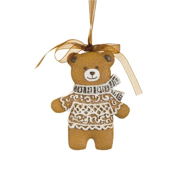 Starlight Collection Brown Glass Gingerbread Bear Ornament - Pack of 6