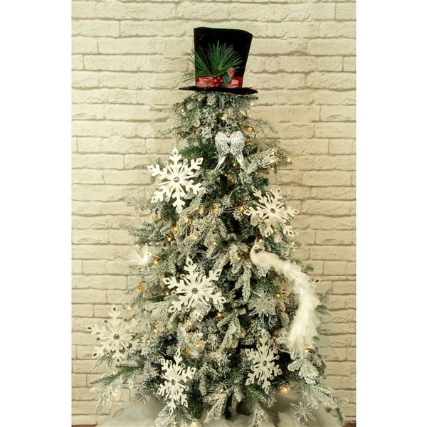 Starlight Collection Black Fabric Top Hat Tree Topper  - Single Piece
