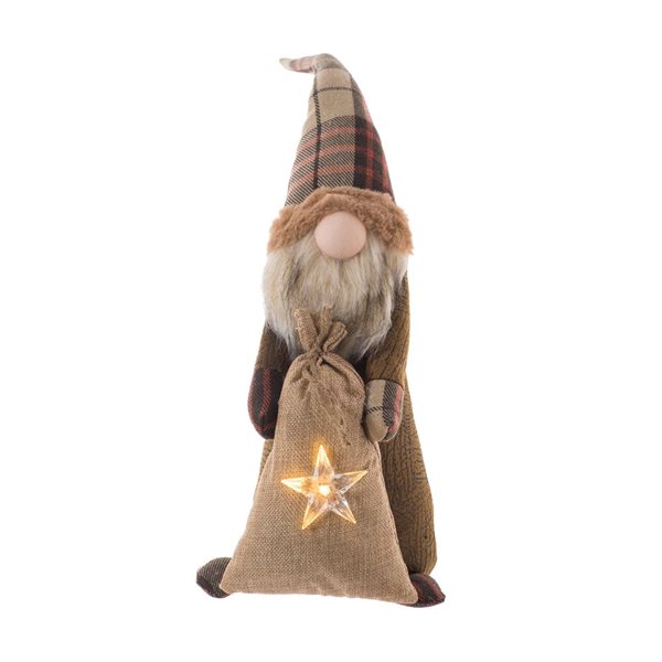 Starlight Collection Freestanding Brown Fabric Slim Gnome - Single Piece