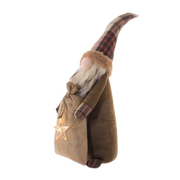 Starlight Collection Freestanding Brown Fabric Slim Gnome - Single Piece