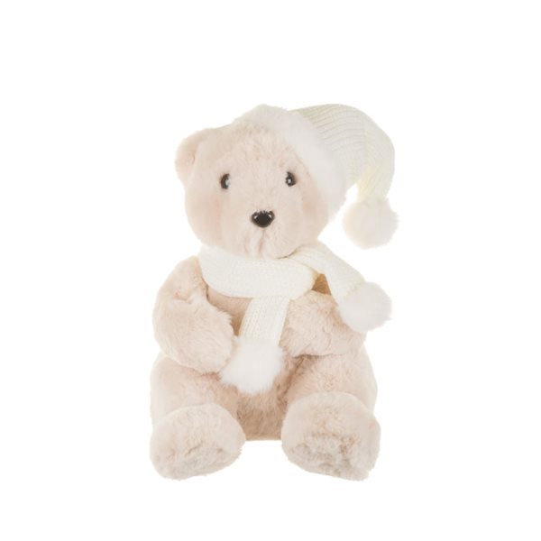 Starlight Collection Freestanding Sitting White Fabric Bear - Single Piece