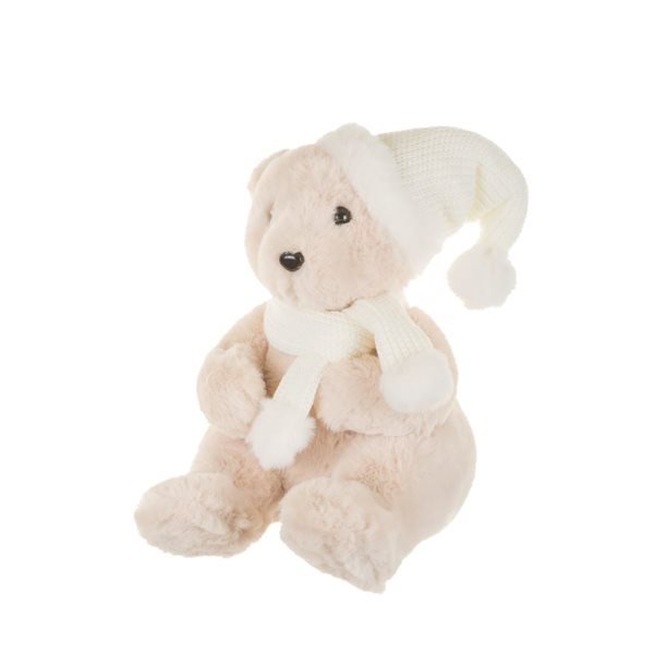 Starlight Collection Freestanding Sitting White Fabric Bear - Single Piece