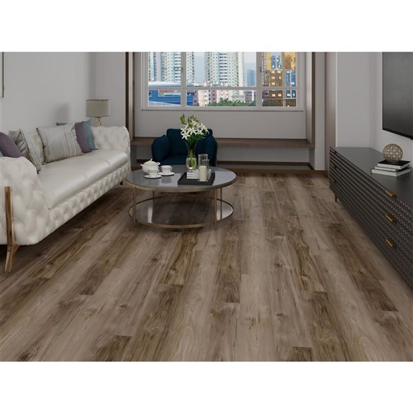 Mono Serra SPC 10-Piece 5.91 x 48.03-in Teak Interlocking Vinyl Plank Flooring