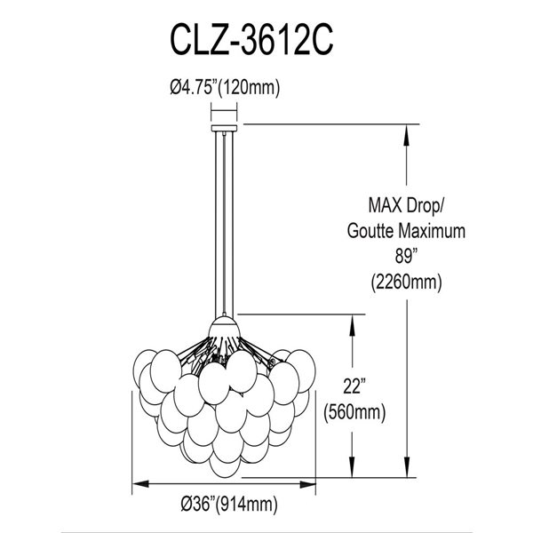 Dainolite Charlize 12-Light Chandelier - Matte Black