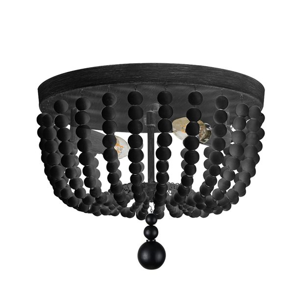 Dainolite Bridget 2-Light Beaded Flush Mount Ceiling Light - Matte Black