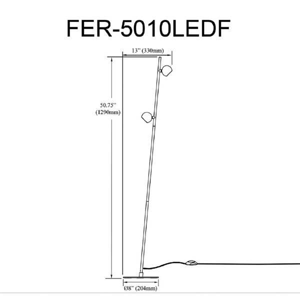 Dainolite Fernanda 2-Light LED Floor Lamp - Satin Black