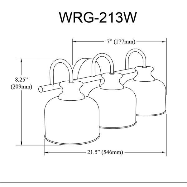 Dainolite Wrigley 3-Light Vanity Light - Matte Black