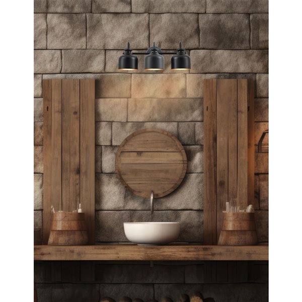 Dainolite Wrigley 3-Light Vanity Light - Matte Black