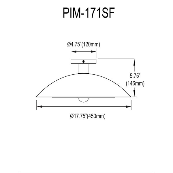 Dainolite Pima 1-Light Semi-Flush Mount Ceiling Light - Matte Black