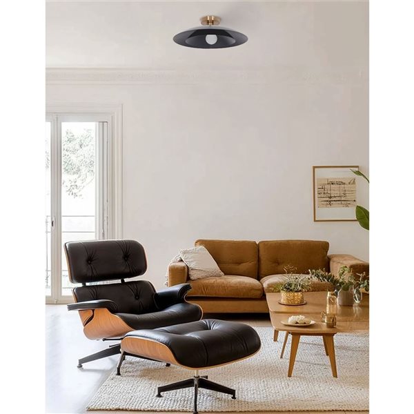 Dainolite Pima 1-Light Semi-Flush Mount Ceiling Light - Matte Black