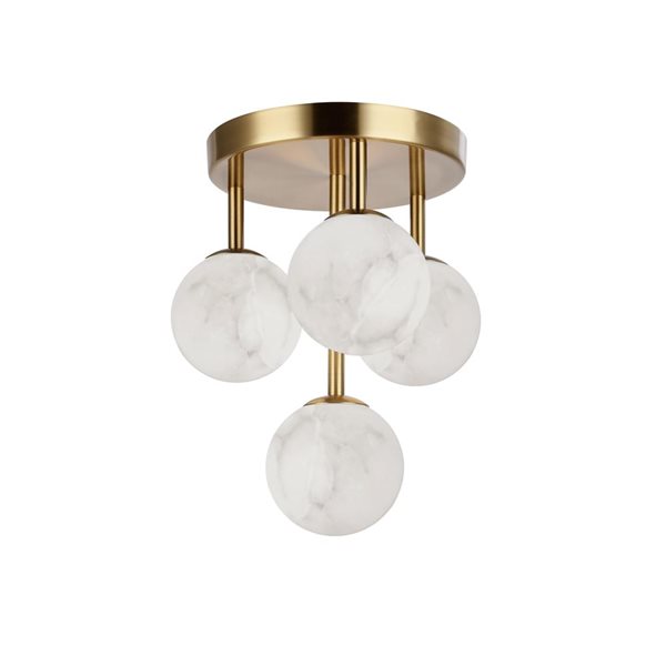 Dainolite Giovanna 4 Light Flush Mount Ceiling Light - Aged Brass/Alabaster