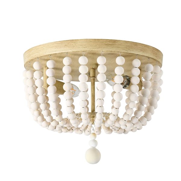 Dainolite Bridget 2-Light Beaded Flush Mount Ceiling Light - White