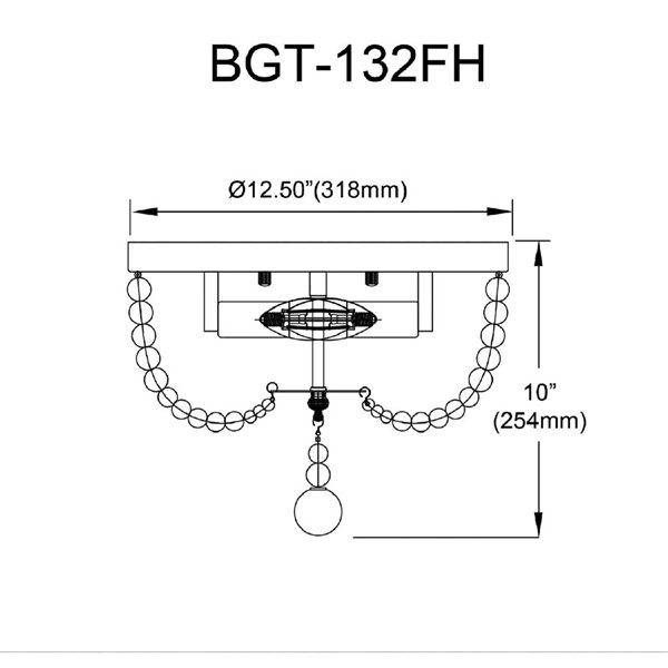 Dainolite Bridget 2-Light Beaded Flush Mount Ceiling Light - White