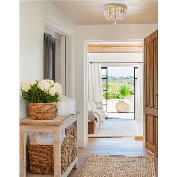 Dainolite Bridget 2-Light Beaded Flush Mount Ceiling Light - White