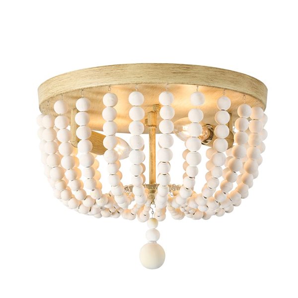 Dainolite Bridget 2-Light Beaded Flush Mount Ceiling Light - White