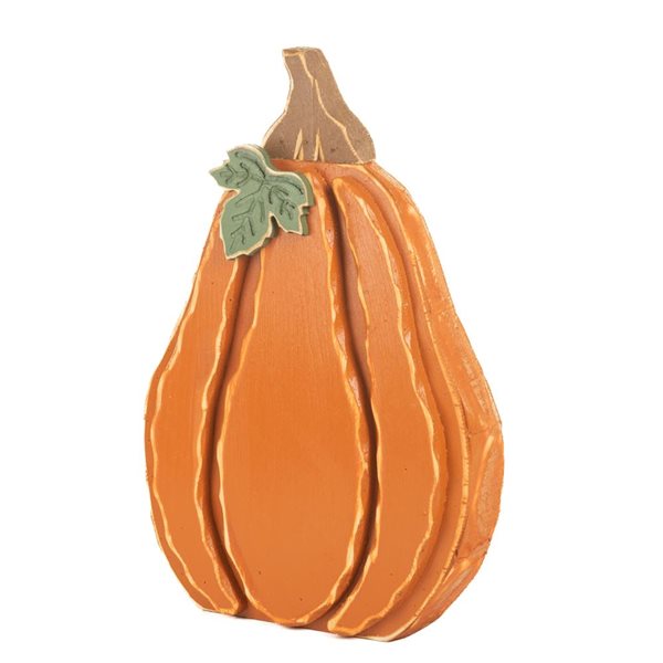 Starlight Collection Wooden Pumpkin Decoration - Orange