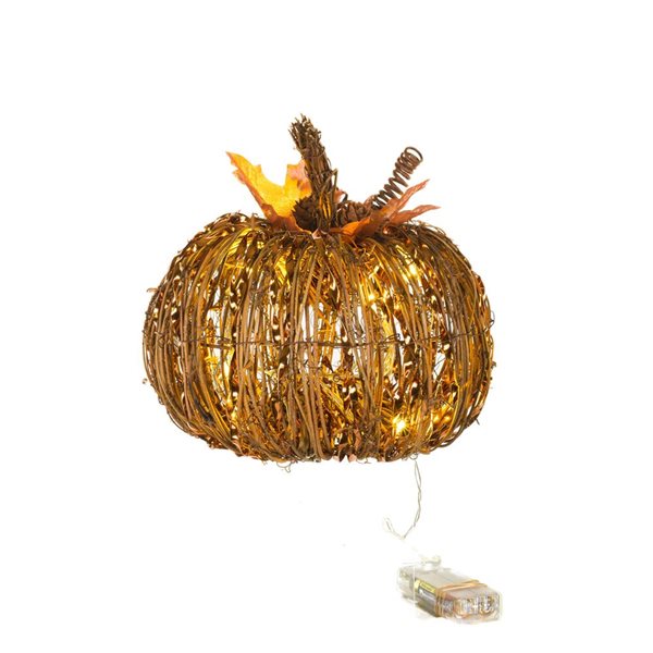 Starlight Collection Illuminated LED Pumpkin Decoration - Brown