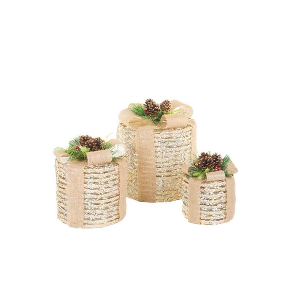 Starlight Collection Accents Illuminated Decorative Gift Boxes - Cream