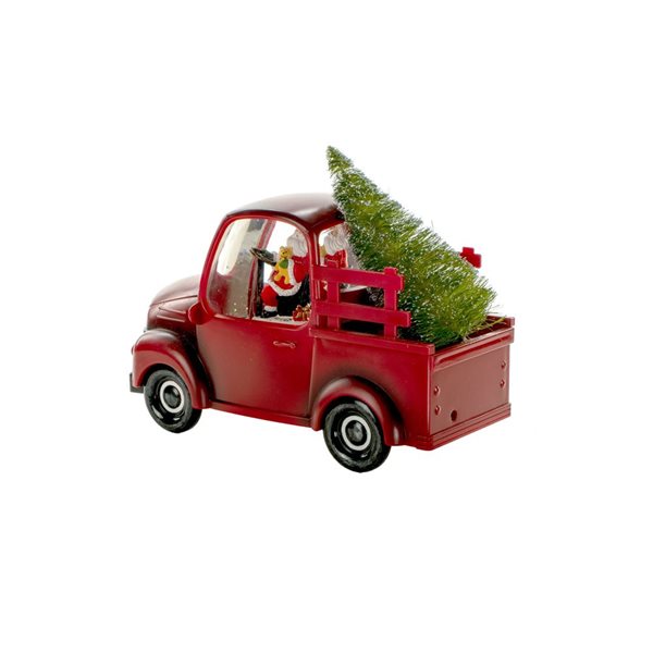 Starlight Collection Santa's Pickup Truck Snow Globe w/ Christmas Tree - Red