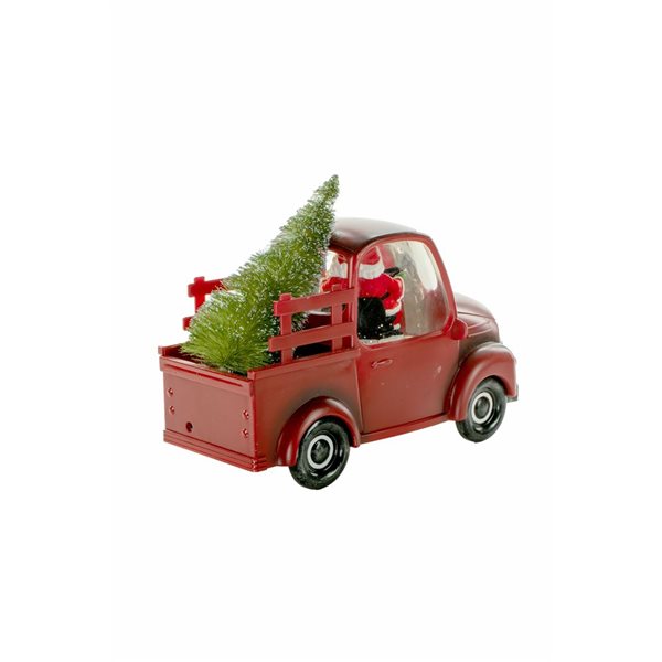 Starlight Collection Santa's Pickup Truck Snow Globe w/ Christmas Tree - Red