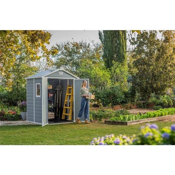 Keter Manor 6 x 5-ft Grey Resin Gable Storage Shed