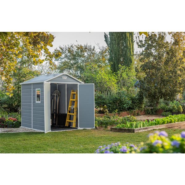 Keter Manor 6 x 8-ft Grey Resin Gable Storage Shed