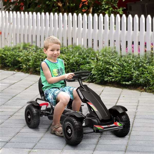 Aosom Black Kids Pedal Car with Adjustable Bucket, Handbrake