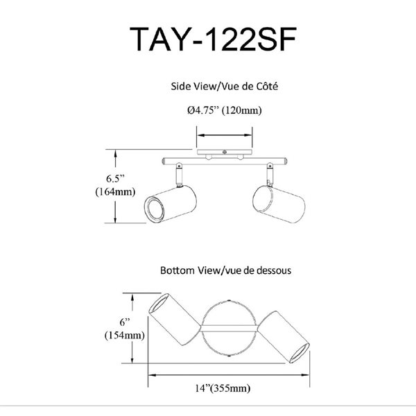 Dainolite Taylor Matte Black Metal 3-Light Modern/Contemporary Track Lighting