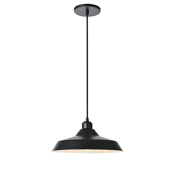 Dainolite Olya 11.75-in dia Matte Black Metal 1-Light Vintage Pendant Light