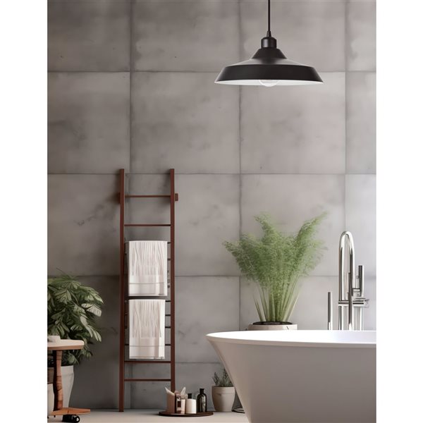 Dainolite Olya 11.75-in dia Matte Black Metal 1-Light Vintage Pendant Light