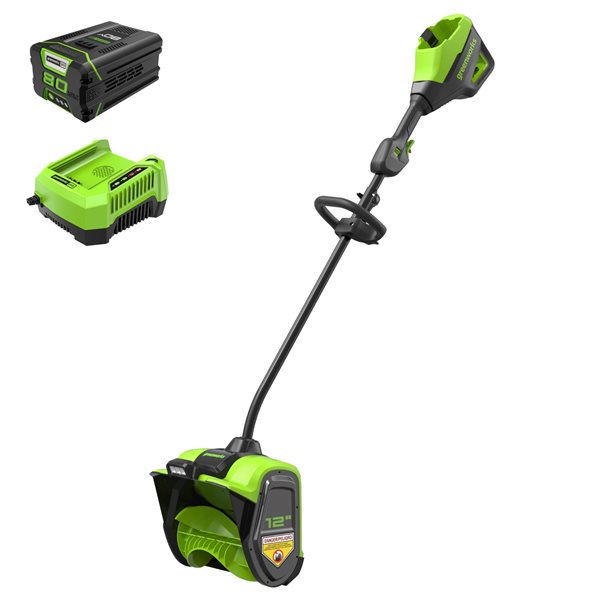 Greenworks 80V 12-in Electric Brushless Motor Snow Shovel with 2.0