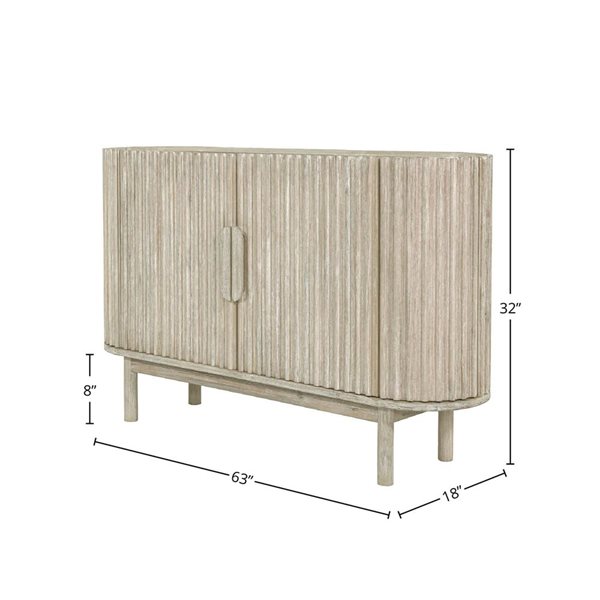 LH Home Oasis Modern Rectangle Natural Brushed Solid Acacia Wood Sideboard