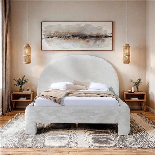 LH Home Nina Modern Queen Bed - Ecru