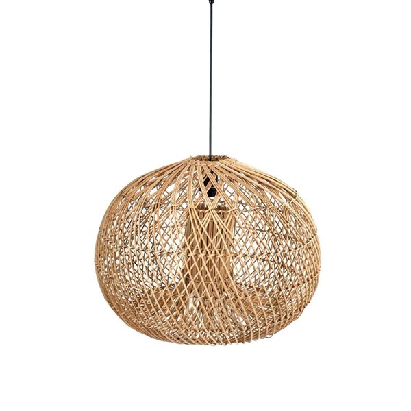 LH Home Dome 15.7-in H Brown Globe Rattan Chandelier - Large