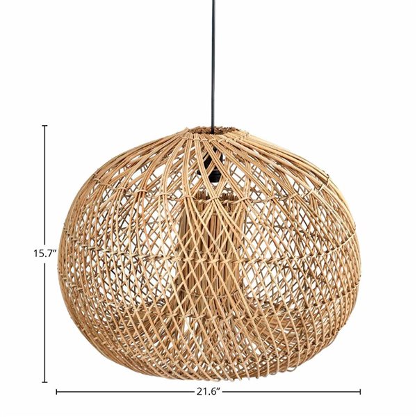 LH Home Dome 15.7-in H Brown Globe Rattan Chandelier - Large