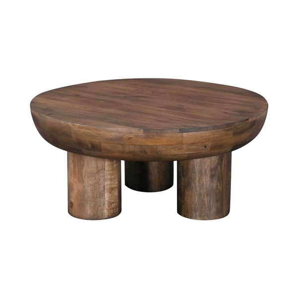 LH Home Wilder Midcentury Round 3-Leg Wood Coffee Table - Dark Brown
